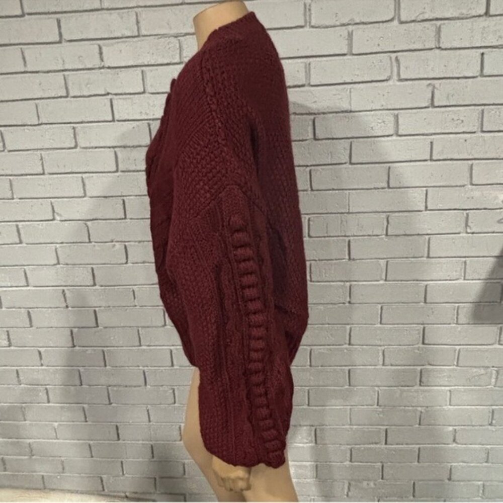 Anthropologie Women's‎ Chunky Knit Burgundy Sweater - Size XL - Picture 6 of 6